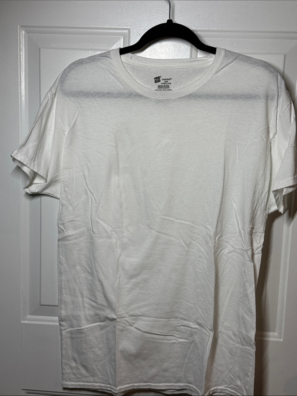 Hanes White Short Sleeve Crew Neck Tee